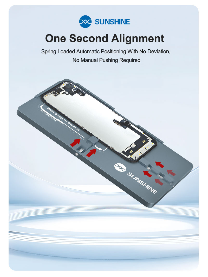 Screen Alignment Tool - SUNSHINE SS-061A แม่พิมพ์เคลือบกรอบสำหรับไอโฟน 12-17 ตำแหน่งที่แม่นยำภายในหนึ่งวินาที ป้องกันการเสียรูป