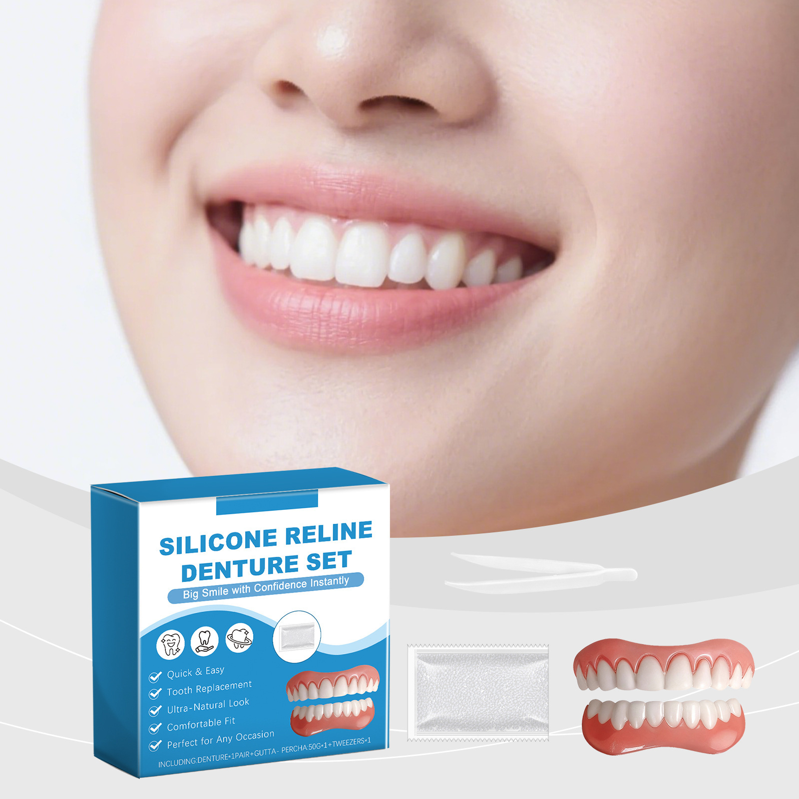 ชุดฟันปลอมแบบเต็มชุด ครอบคลุมเ - Full Cover Adhesive บทวิจารณ์และราคา